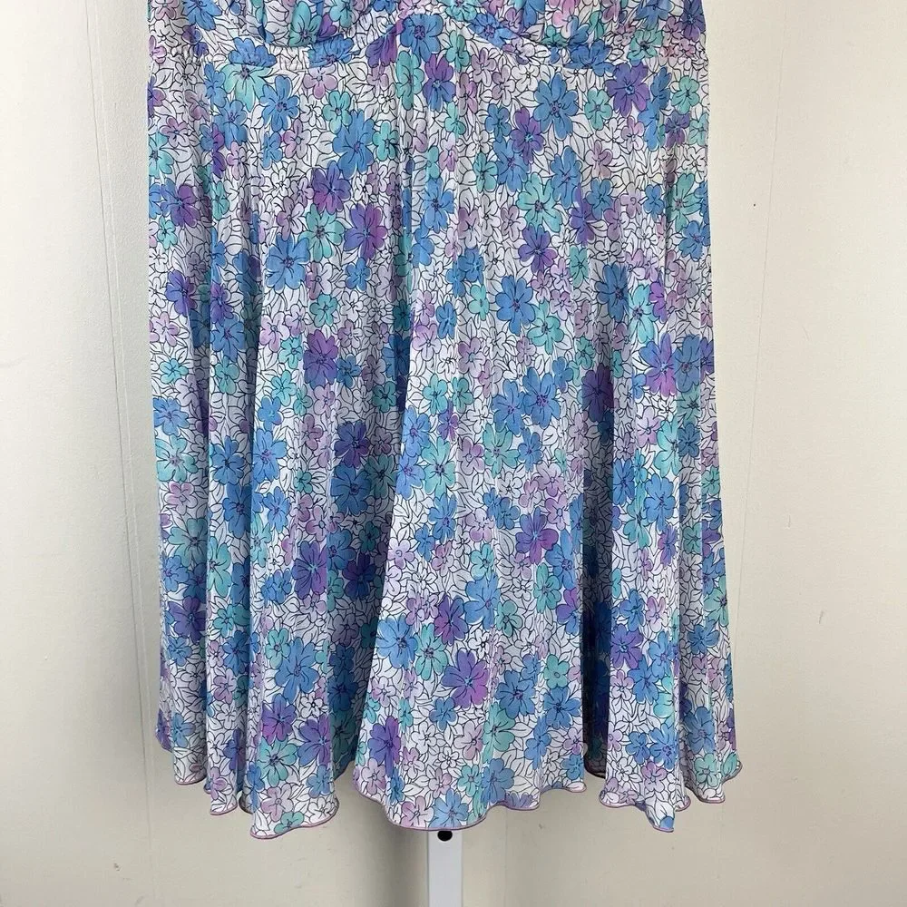 Vintage Cinema Etoile‎ Seductive Wear Chemise Purple Blue Floral Womens Medium - Picture 3 of 8